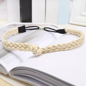 Thin Topknot Straw Headband - Light with Elastic Back